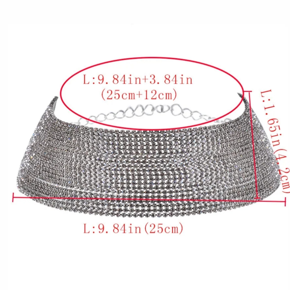 Elegant geometric layered rhinestone chocker. - Picture 2 of 6